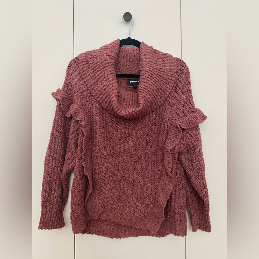 Express - Taupe/Wine Knit Turtleneck Sweater